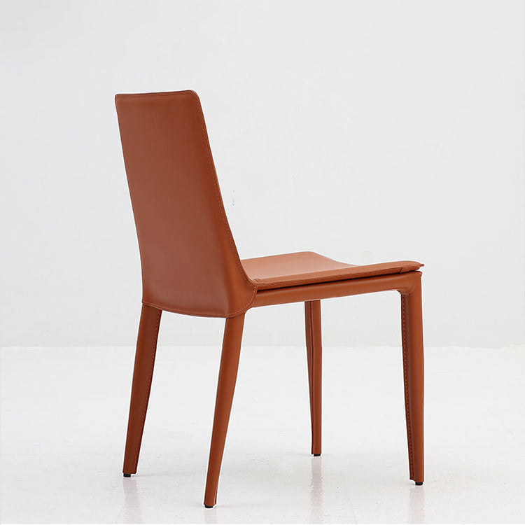 Leather Dining Chair Minimalist Design Solid Back Armless Dining Chair