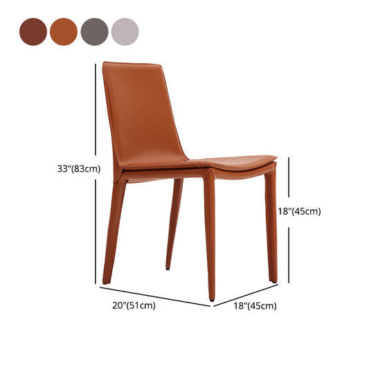 Leather Dining Chair Minimalist Design Solid Back Armless Dining Chair