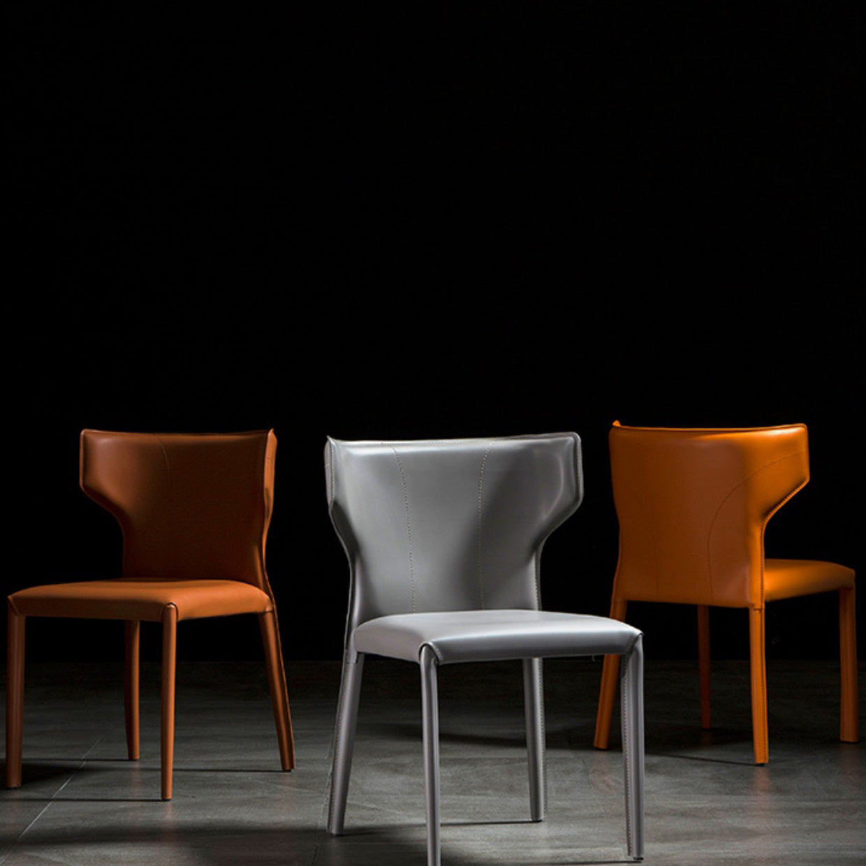 Modern Leather Dining Chair Wingback Dining Side Chair for Restaurant