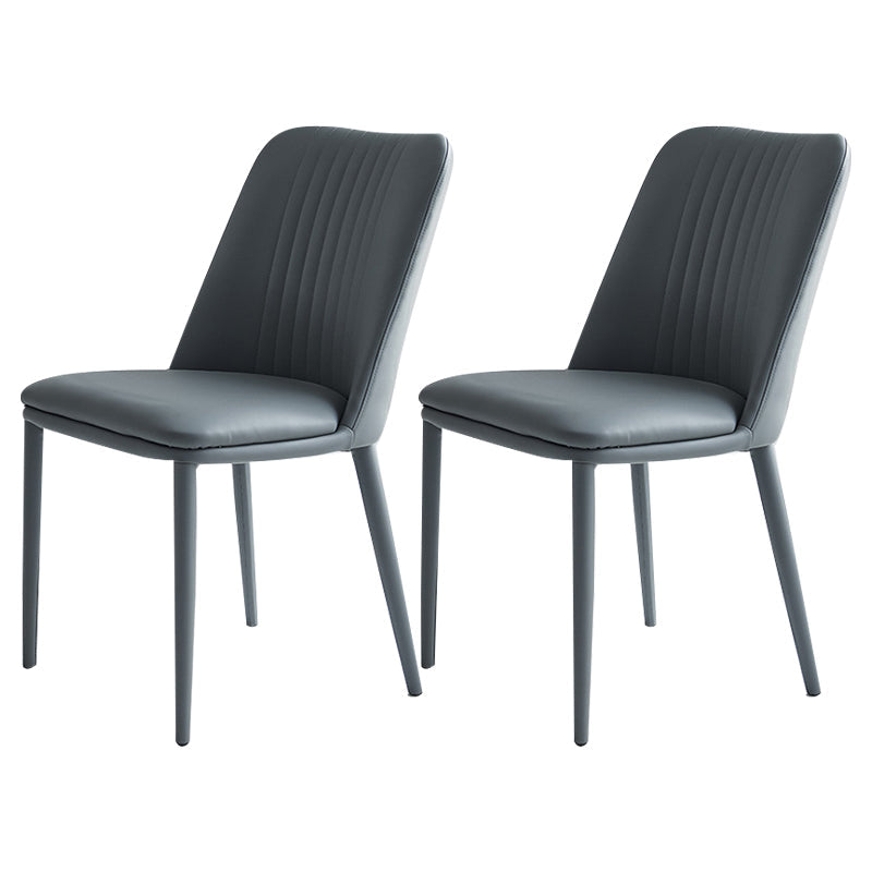 Leather Dining Chair Minimalist Style Armless Solid Back Chair for Home Grey 2 Piece Set Clearhalo 'Dining Chairs' 'Dining Tables & Seating' 'dining_chair' 'furn' 'furn_dining_chair' 'Furniture' 'Kitchen & Dining Furniture' 5806721
