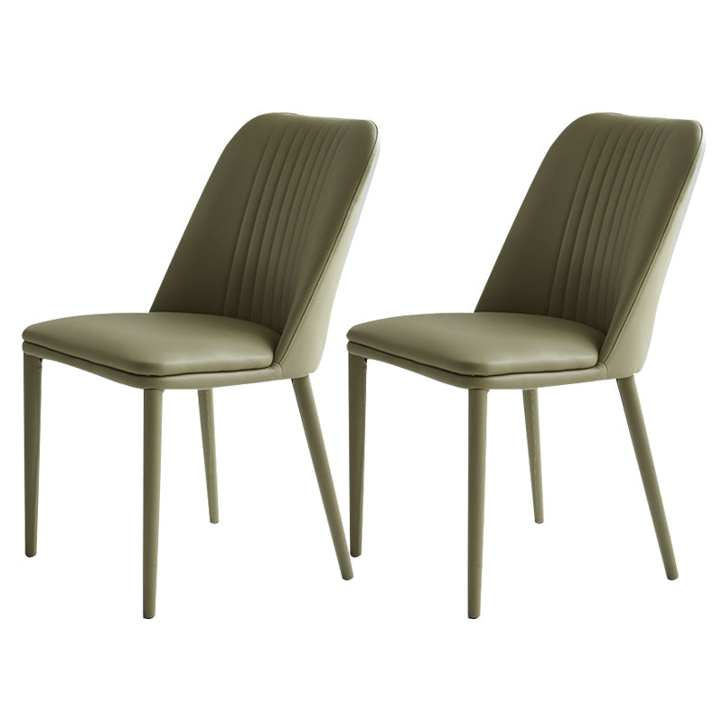 Leather Dining Chair Minimalist Style Armless Solid Back Chair for Home Green 2 Piece Set Clearhalo 'Dining Chairs' 'Dining Tables & Seating' 'dining_chair' 'furn' 'furn_dining_chair' 'Furniture' 'Kitchen & Dining Furniture' 5806722