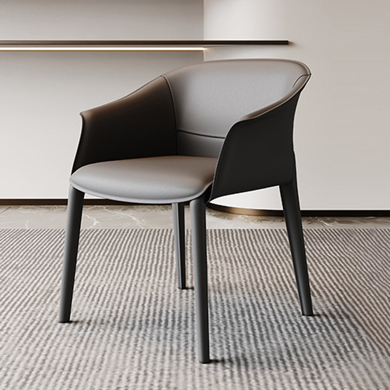 Solid Back Chairs Contemporary Design Arm Leather Dining Chair