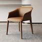 Solid Back Chairs Contemporary Design Arm Leather Dining Chair