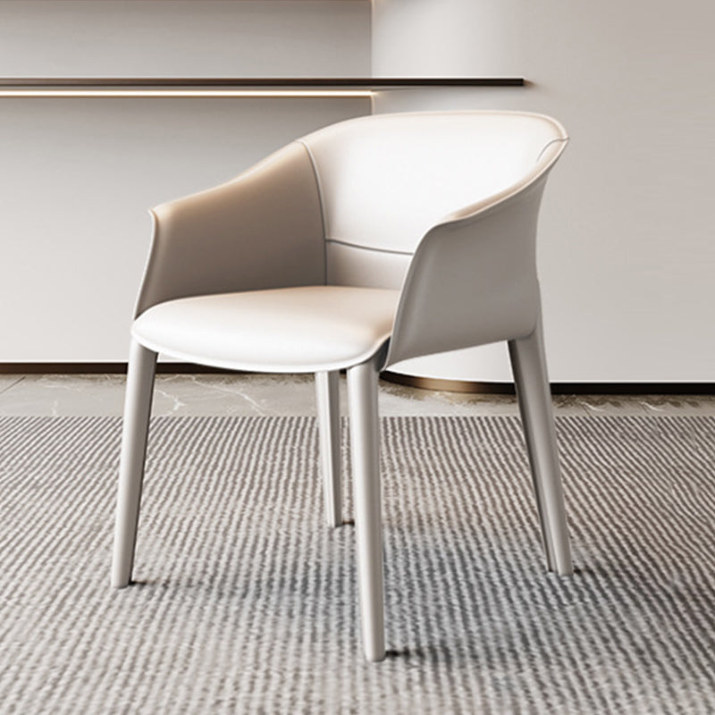 Solid Back Chairs Contemporary Design Arm Leather Dining Chair