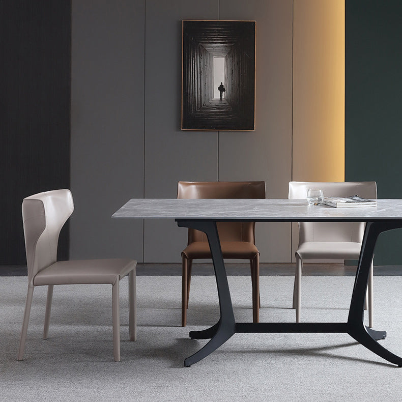 Leather Dining Chair Contemporary Design Wingback Side Chair