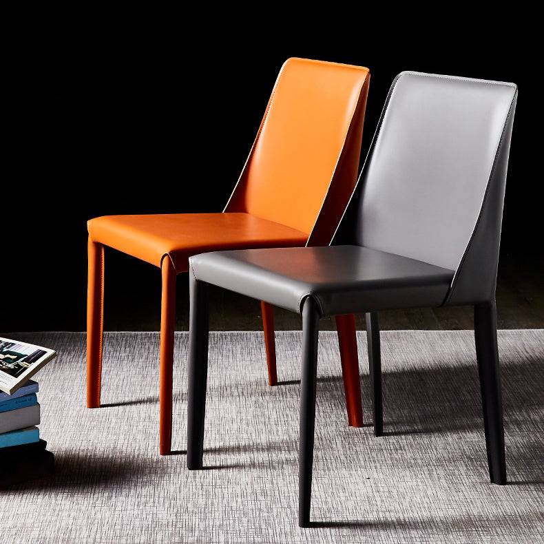 Solid Back Chair Contemporary Modern Leather Indoor-Outdoor Side Chair Clearhalo 'Dining Chairs' 'Dining Tables & Seating' 'dining_chair' 'furn' 'furn_dining_chair' 'Furniture' 'Kitchen & Dining Furniture' 5806768