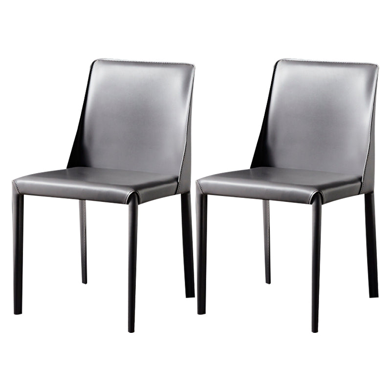 Solid Back Chair Contemporary Modern Leather Indoor-Outdoor Side Chair Grey 2 Piece Set Clearhalo 'Dining Chairs' 'Dining Tables & Seating' 'dining_chair' 'furn' 'furn_dining_chair' 'Furniture' 'Kitchen & Dining Furniture' 5806769