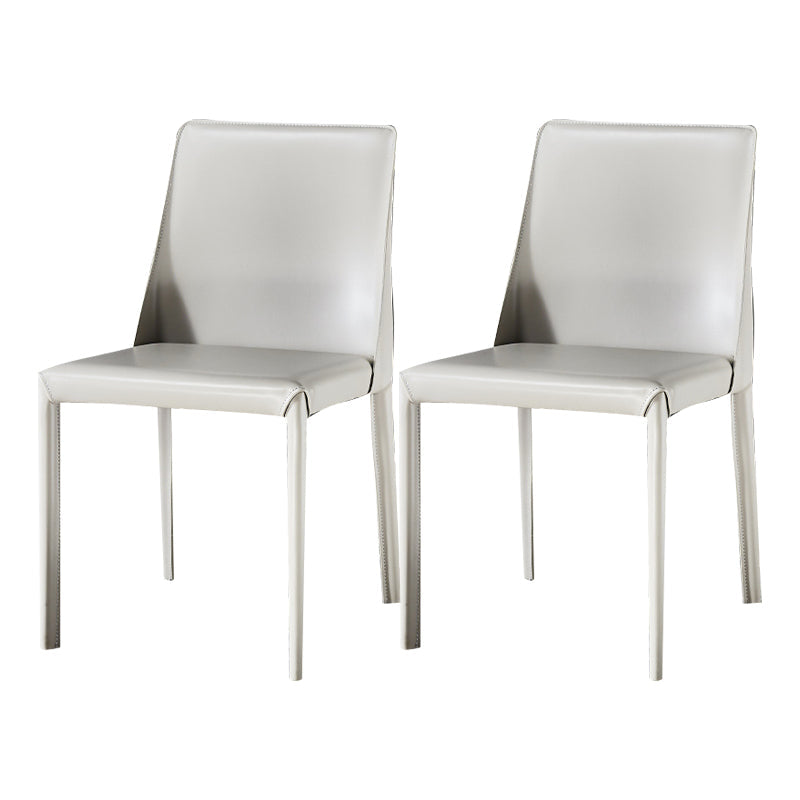 Solid Back Chair Contemporary Modern Leather Indoor-Outdoor Side Chair Light Gray-White 2 Piece Set Clearhalo 'Dining Chairs' 'Dining Tables & Seating' 'dining_chair' 'furn' 'furn_dining_chair' 'Furniture' 'Kitchen & Dining Furniture' 5806770