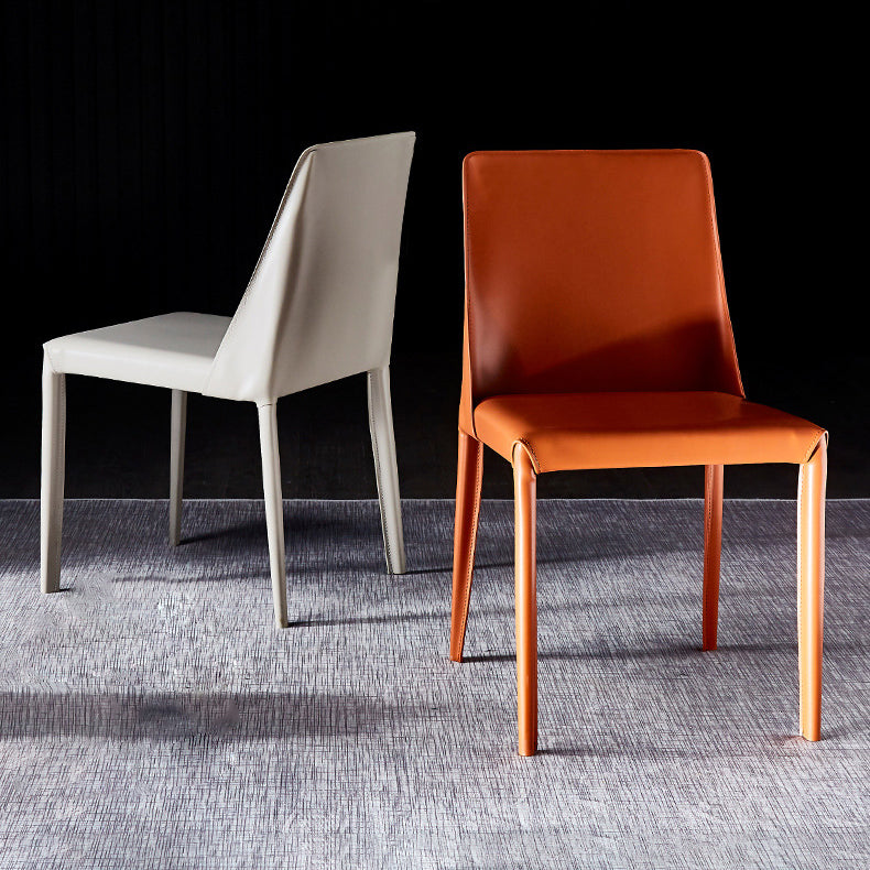 Solid Back Chair Contemporary Modern Leather Indoor-Outdoor Side Chair Clearhalo 'Dining Chairs' 'Dining Tables & Seating' 'dining_chair' 'furn' 'furn_dining_chair' 'Furniture' 'Kitchen & Dining Furniture' 5806771