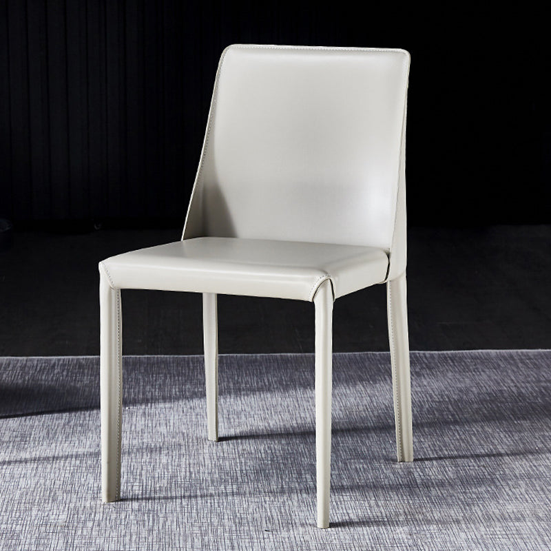 Solid Back Chair Contemporary Modern Leather Indoor-Outdoor Side Chair Clearhalo 'Dining Chairs' 'Dining Tables & Seating' 'dining_chair' 'furn' 'furn_dining_chair' 'Furniture' 'Kitchen & Dining Furniture' 5806773