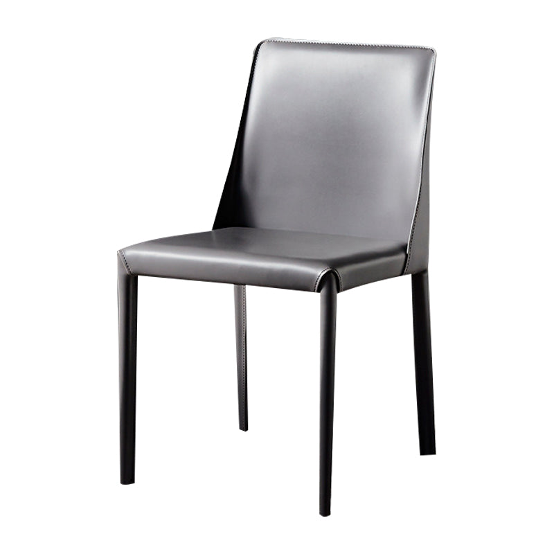 Solid Back Chair Contemporary Modern Leather Indoor-Outdoor Side Chair Clearhalo 'Dining Chairs' 'Dining Tables & Seating' 'dining_chair' 'furn' 'furn_dining_chair' 'Furniture' 'Kitchen & Dining Furniture' 5806775