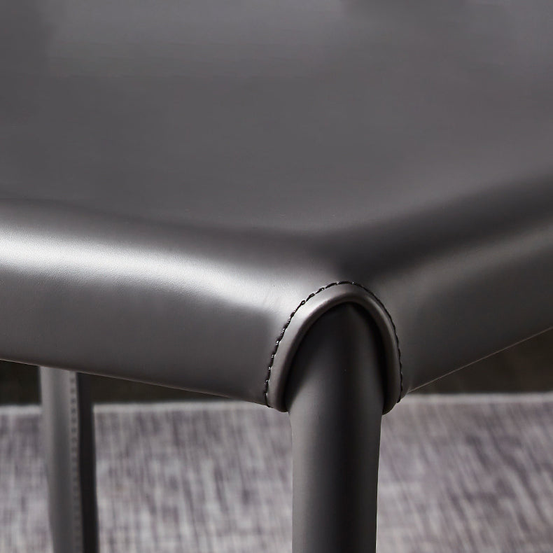 Solid Back Chair Contemporary Modern Leather Indoor-Outdoor Side Chair Clearhalo 'Dining Chairs' 'Dining Tables & Seating' 'dining_chair' 'furn' 'furn_dining_chair' 'Furniture' 'Kitchen & Dining Furniture' 5806776