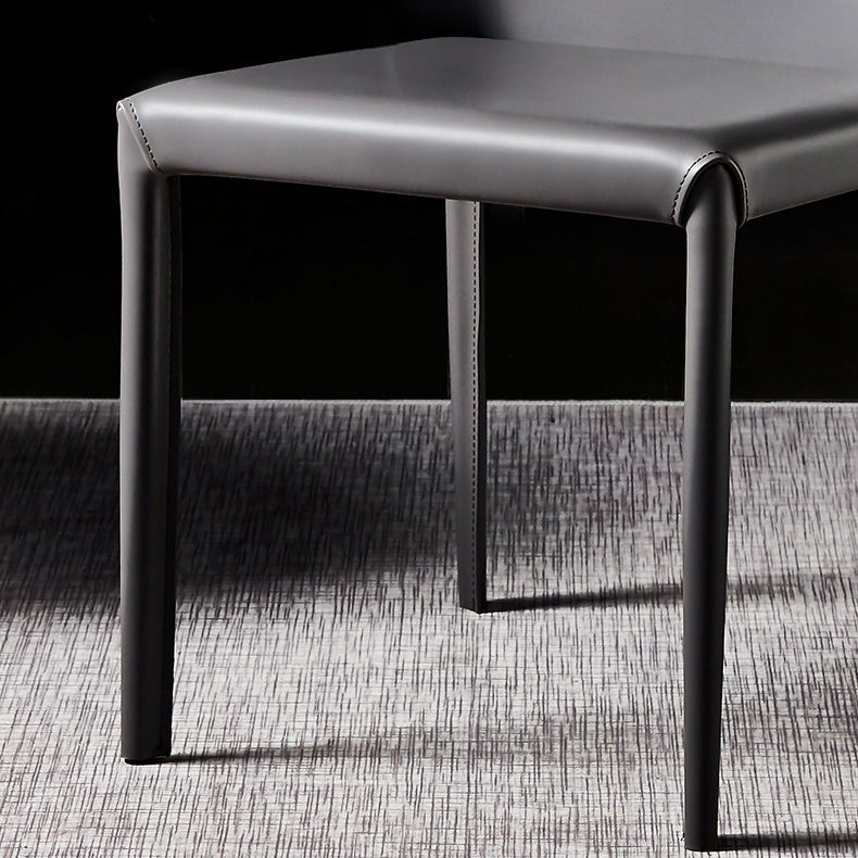 Solid Back Chair Contemporary Modern Leather Indoor-Outdoor Side Chair Clearhalo 'Dining Chairs' 'Dining Tables & Seating' 'dining_chair' 'furn' 'furn_dining_chair' 'Furniture' 'Kitchen & Dining Furniture' 5806777