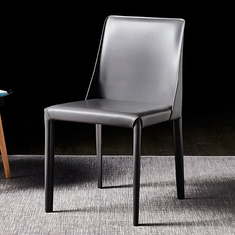 Solid Back Chair Contemporary Modern Leather Indoor-Outdoor Side Chair Clearhalo 'Dining Chairs' 'Dining Tables & Seating' 'dining_chair' 'furn' 'furn_dining_chair' 'Furniture' 'Kitchen & Dining Furniture' 5806780