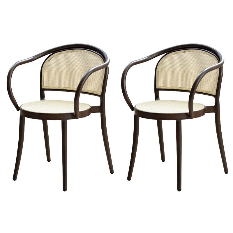 Scandinavian Arm Open Back Chairs for Home Wood Dining Chairs Walnut 2 Piece Set Clearhalo 'Dining Chairs' 'Dining Tables & Seating' 'dining_chair' 'furn' 'furn_dining_chair' 'Furniture' 'Kitchen & Dining Furniture' 5806783