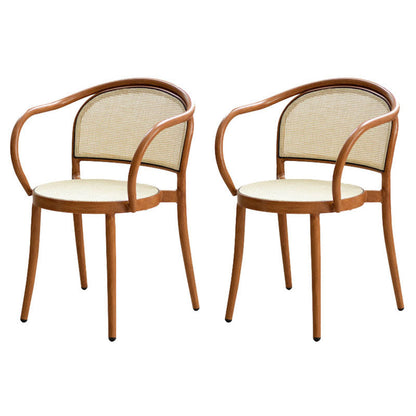 Scandinavian Arm Open Back Chairs for Home Wood Dining Chairs Red Brown 2 Piece Set Clearhalo 'Dining Chairs' 'Dining Tables & Seating' 'dining_chair' 'furn' 'furn_dining_chair' 'Furniture' 'Kitchen & Dining Furniture' 5806786