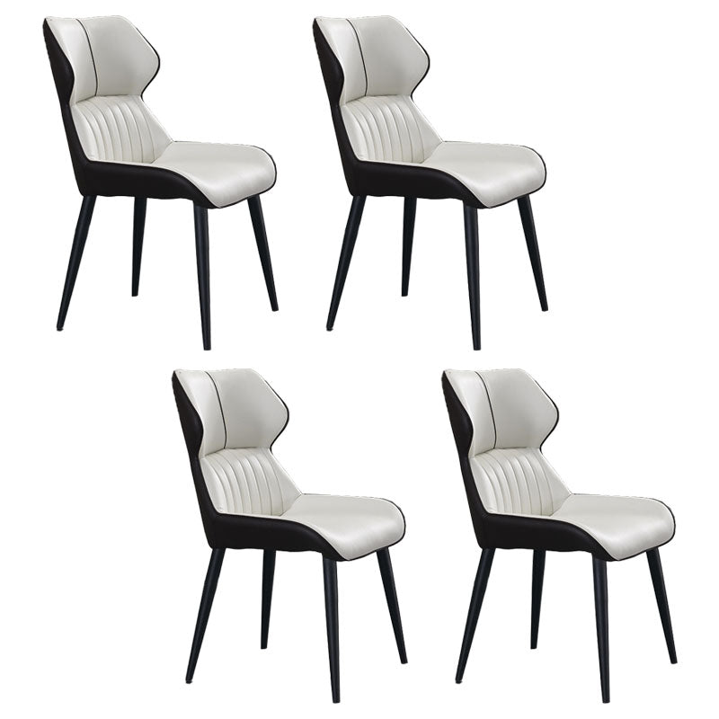 Contemporary Dining Chair Kitchen Arm Side Chair with Metal Legs White 4 Piece Set Clearhalo 'Dining Chairs' 'Dining Tables & Seating' 'dining_chair' 'furn' 'furn_dining_chair' 'Furniture' 'Kitchen & Dining Furniture' 5807031