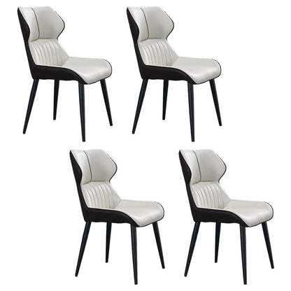 Contemporary Dining Chair Kitchen Arm Side Chair with Metal Legs White 4 Piece Set Clearhalo 'Dining Chairs' 'Dining Tables & Seating' 'dining_chair' 'furn' 'furn_dining_chair' 'Furniture' 'Kitchen & Dining Furniture' 5807031