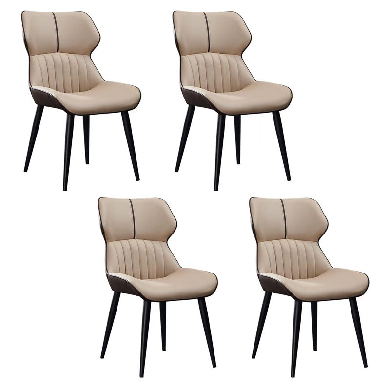 Contemporary Dining Chair Kitchen Arm Side Chair with Metal Legs Khaki 4 Piece Set Clearhalo 'Dining Chairs' 'Dining Tables & Seating' 'dining_chair' 'furn' 'furn_dining_chair' 'Furniture' 'Kitchen & Dining Furniture' 5807032