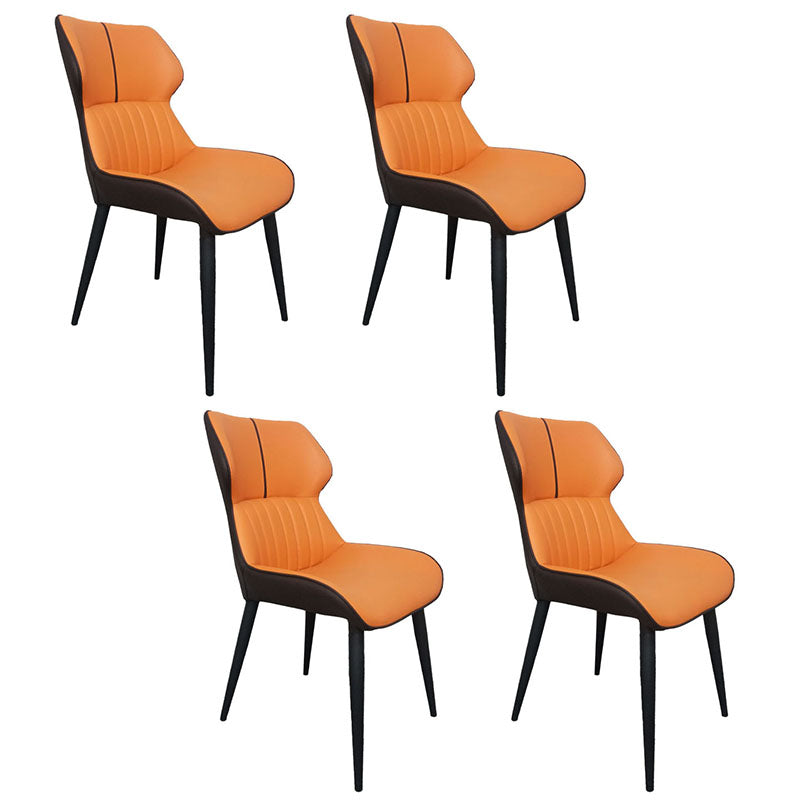 Contemporary Dining Chair Kitchen Arm Side Chair with Metal Legs Orange 4 Piece Set Clearhalo 'Dining Chairs' 'Dining Tables & Seating' 'dining_chair' 'furn' 'furn_dining_chair' 'Furniture' 'Kitchen & Dining Furniture' 5807034