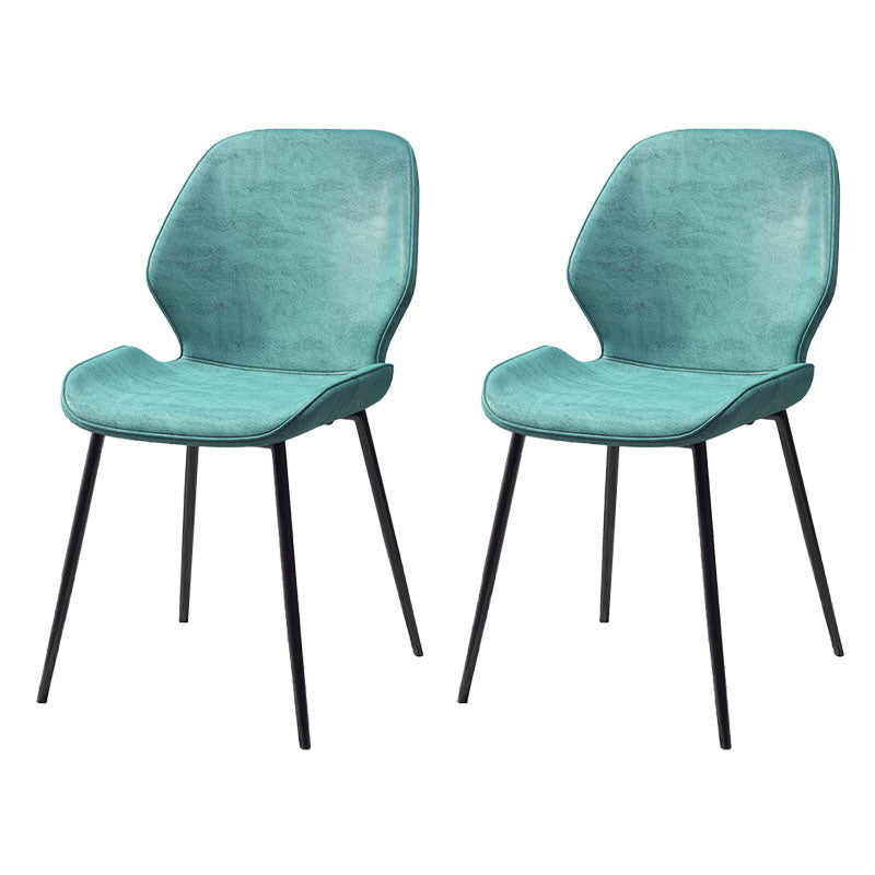 Eigentijdse eetkamerstoel keuken wingback armloze zijstoel met metalen benen