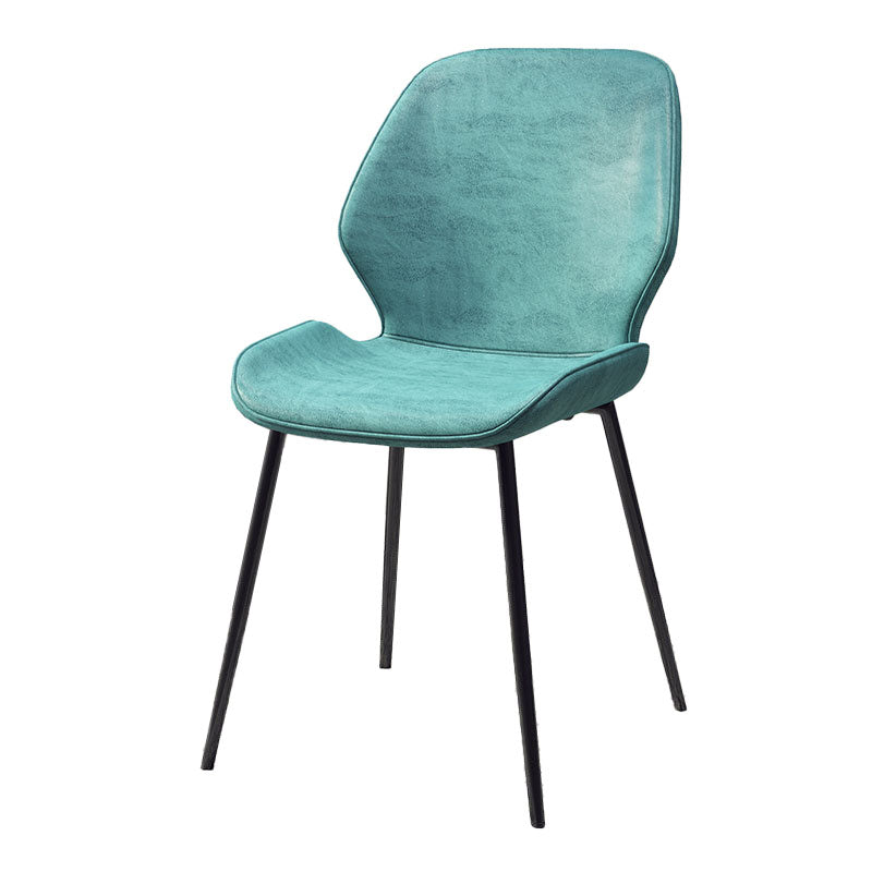 Eigentijdse eetkamerstoel keuken wingback armloze zijstoel met metalen benen