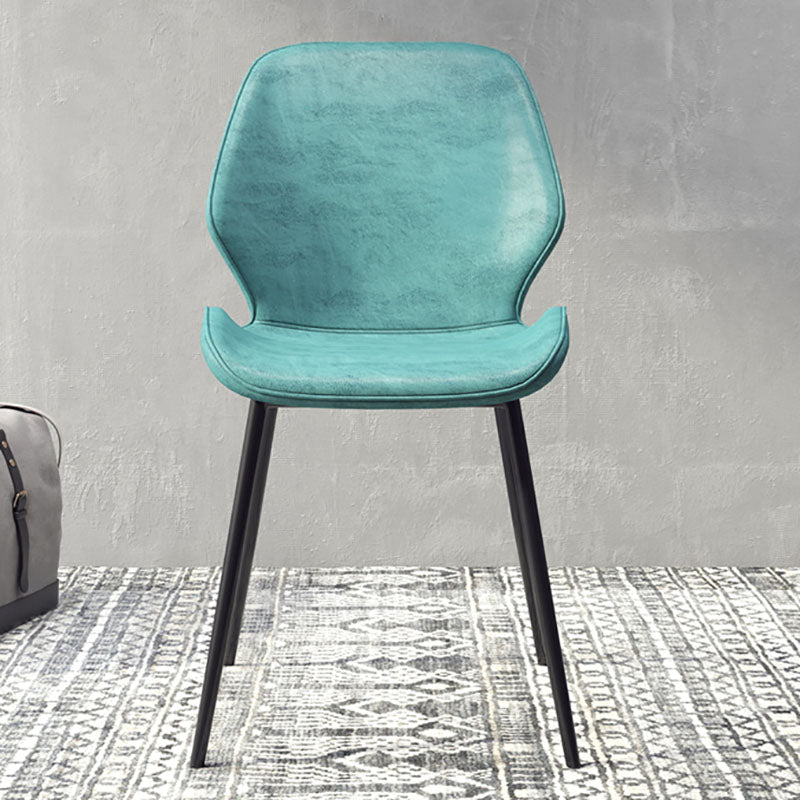 Eigentijdse eetkamerstoel keuken wingback armloze zijstoel met metalen benen