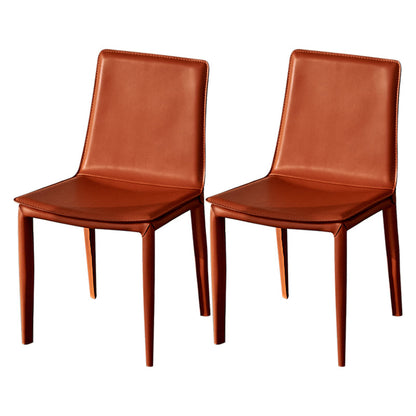 Contemporary Style Dining Chairs Armless Side Chairs with Metal Legs Orange 2 Piece Set Clearhalo 'Dining Chairs' 'Dining Tables & Seating' 'dining_chair' 'furn' 'furn_dining_chair' 'Furniture' 'Kitchen & Dining Furniture' 5807062
