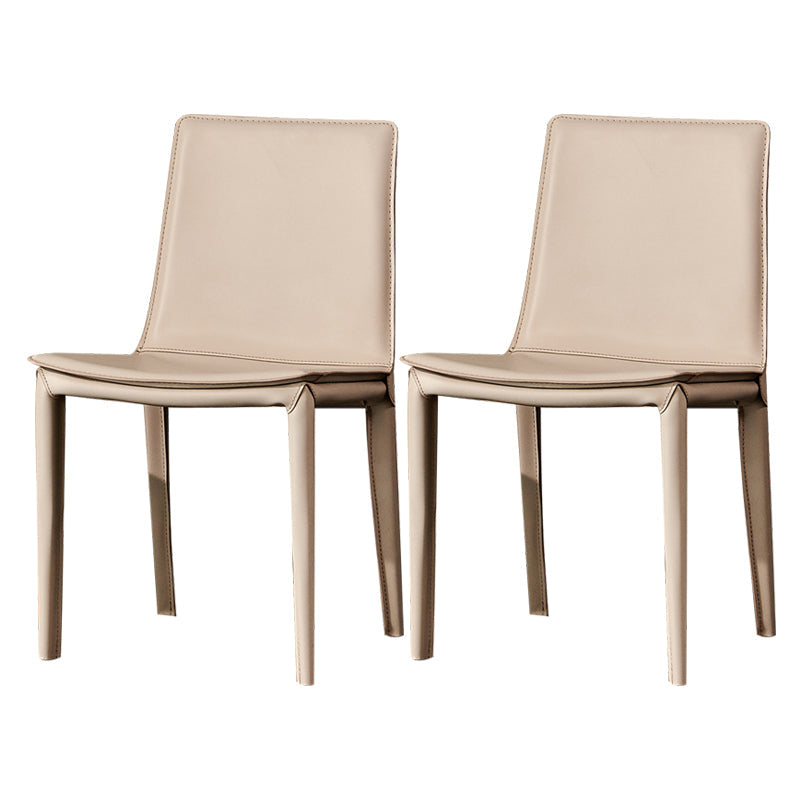 Contemporary Style Dining Chairs Armless Side Chairs with Metal Legs Off-White 2 Piece Set Clearhalo 'Dining Chairs' 'Dining Tables & Seating' 'dining_chair' 'furn' 'furn_dining_chair' 'Furniture' 'Kitchen & Dining Furniture' 5807065