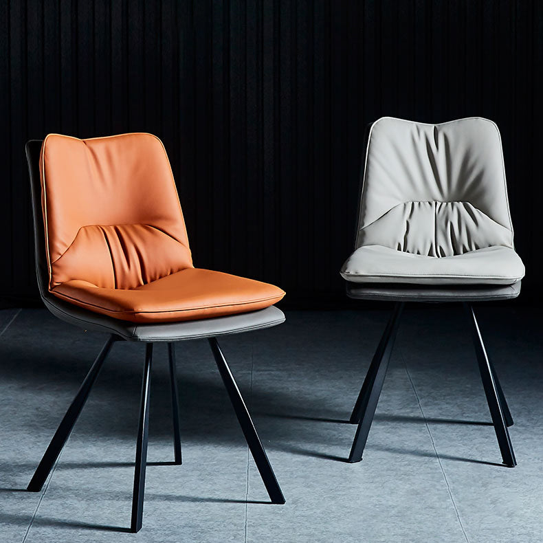 Eigentijdse stijl eetkamerstoel armloze zijstoel met metalen benen