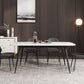 Witte eettafel ingesteld 1/2/5/7 PCS rechthoekige eettafel met wingback -stoelen