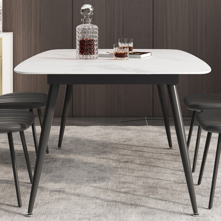 Witte eettafel ingesteld 1/2/5/7 PCS rechthoekige eettafel met wingback -stoelen