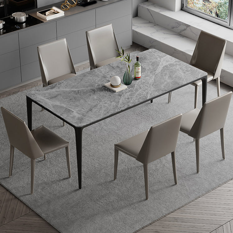 Modern Grey 1/4/5/7 Pieces Dinette Set Rectangle Legs Indoor Dining Table Set 7 Pieces: Table, 6 Chairs Clearhalo 'Dining Room Sets' 'Dining Tables & Seating' 'dining_room_set' 'furn' 'furn_dining_room_set' 'Furniture' 'Kitchen & Dining Furniture' 5807126