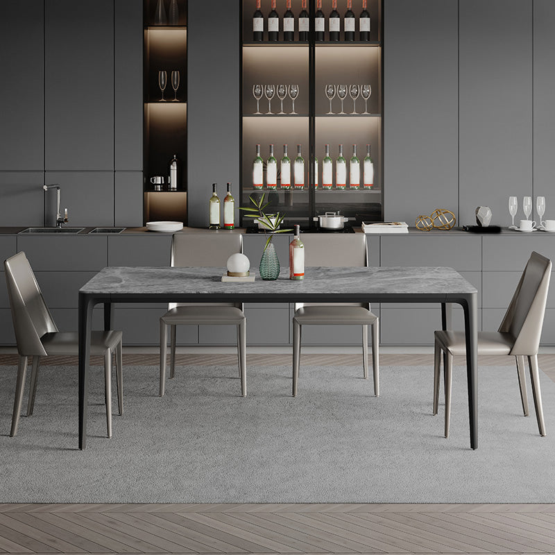 Modern Grey 1/4/5/7 Pieces Dinette Set Rectangle Legs Indoor Dining Table Set 5 Pieces: Table, 4 Chairs Clearhalo 'Dining Room Sets' 'Dining Tables & Seating' 'dining_room_set' 'furn' 'furn_dining_room_set' 'Furniture' 'Kitchen & Dining Furniture' 5807128