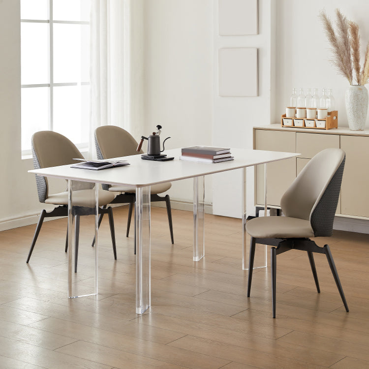 Mesa de comedor rectangular Juego de mesa de base de acrílico 1/2/5 PCS con sillas laterales