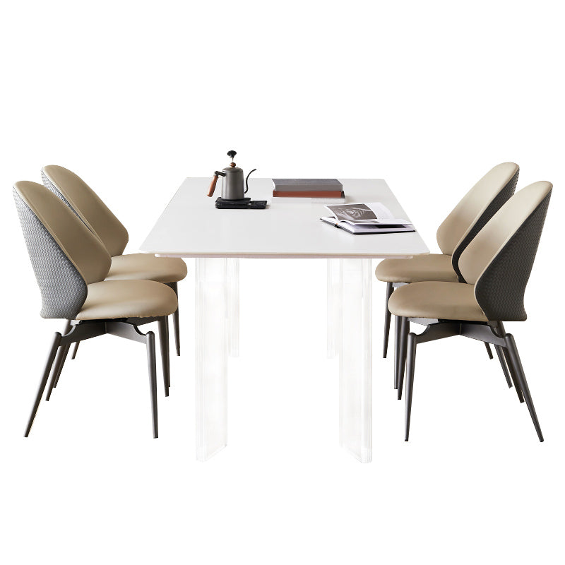 Mesa de comedor rectangular Juego de mesa de base de acrílico 1/2/5 PCS con sillas laterales