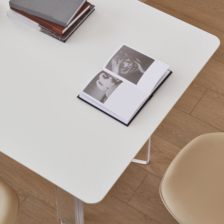 Mesa de comedor rectangular Juego de mesa de base de acrílico 1/2/5 PCS con sillas laterales