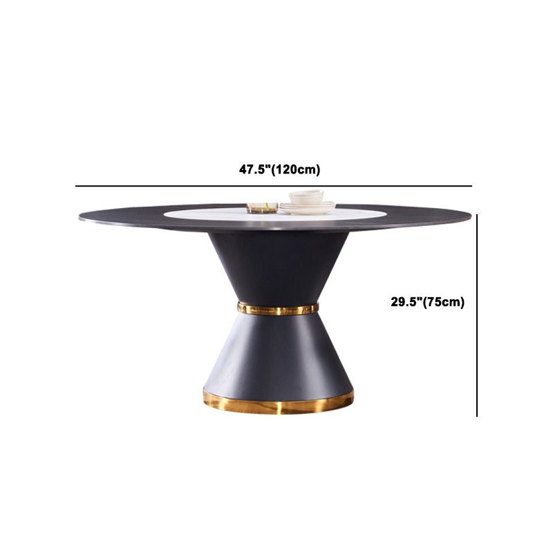 Contemporary Round Sintered Stone Table Set 1/7 Pieces Dining Set