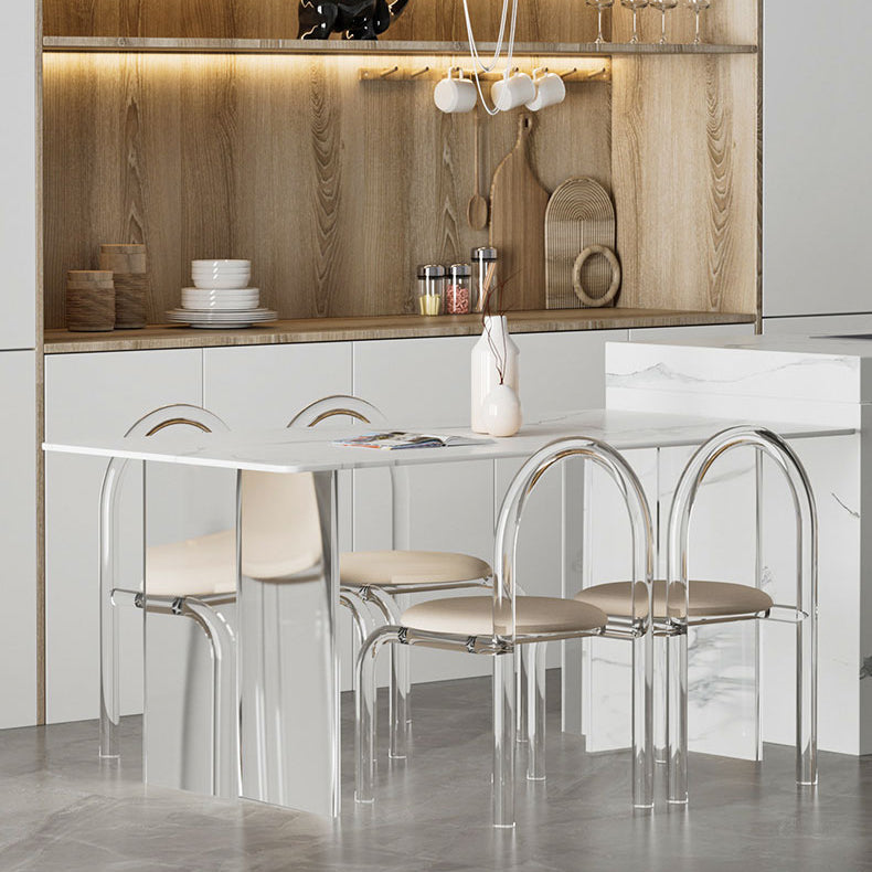 Juego de comedor moderno, mesa de comedor y sillas con marco acrílico rectangular de 1/2/5 piezas