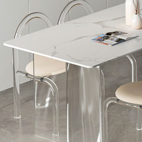 Juego de comedor moderno, mesa de comedor y sillas con marco acrílico rectangular de 1/2/5 piezas