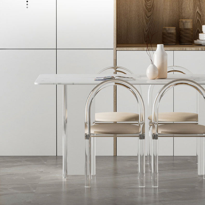 Juego de comedor moderno, mesa de comedor y sillas con marco acrílico rectangular de 1/2/5 piezas