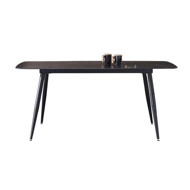 Modern Black 1/4/5/7 Pieces Dining Set Rectangle Legs Stone Indoor Dinette Set Clearhalo 'Dining Room Sets' 'Dining Tables & Seating' 'dining_room_set' 'furn' 'furn_dining_room_set' 'Furniture' 'Kitchen & Dining Furniture' 5807250