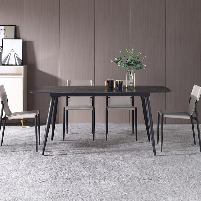 Modern Black 1/4/5/7 Pieces Dining Set Rectangle Legs Stone Indoor Dinette Set Clearhalo 'Dining Room Sets' 'Dining Tables & Seating' 'dining_room_set' 'furn' 'furn_dining_room_set' 'Furniture' 'Kitchen & Dining Furniture' 5807252