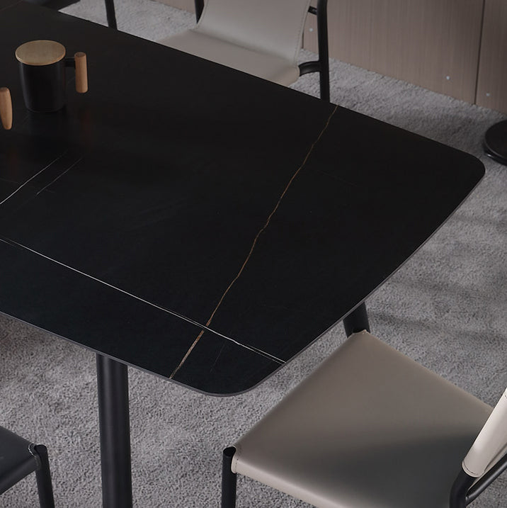 Modern Black 1/4/5/7 Pieces Dining Set Rectangle Legs Stone Indoor Dinette Set Clearhalo 'Dining Room Sets' 'Dining Tables & Seating' 'dining_room_set' 'furn' 'furn_dining_room_set' 'Furniture' 'Kitchen & Dining Furniture' 5807257