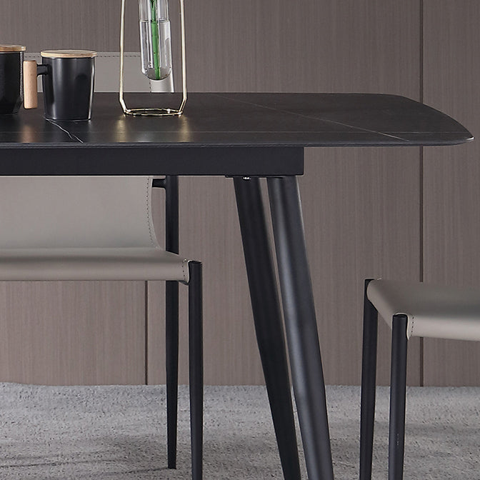 Modern Black 1/4/5/7 Pieces Dining Set Rectangle Legs Stone Indoor Dinette Set Clearhalo 'Dining Room Sets' 'Dining Tables & Seating' 'dining_room_set' 'furn' 'furn_dining_room_set' 'Furniture' 'Kitchen & Dining Furniture' 5807258