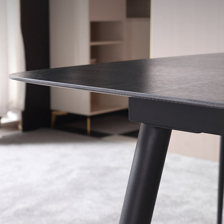 Modern Black 1/4/5/7 Pieces Dining Set Rectangle Legs Stone Indoor Dinette Set Clearhalo 'Dining Room Sets' 'Dining Tables & Seating' 'dining_room_set' 'furn' 'furn_dining_room_set' 'Furniture' 'Kitchen & Dining Furniture' 5807259