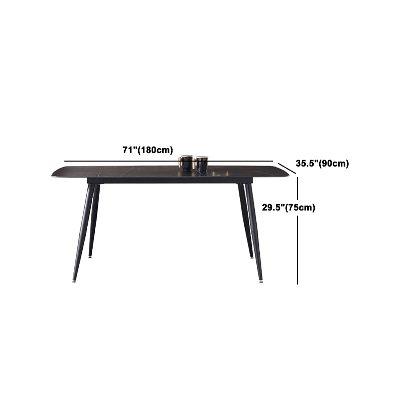 Modern Black 1/4/5/7 Pieces Dining Set Rectangle Legs Stone Indoor Dinette Set Clearhalo 'Dining Room Sets' 'Dining Tables & Seating' 'dining_room_set' 'furn' 'furn_dining_room_set' 'Furniture' 'Kitchen & Dining Furniture' 5807264