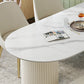 Glam White Sintered Stone Dining Table Set Oval 1/2/5/7 Pieces Dining Set for Home Use Clearhalo 'Dining Room Sets' 'Dining Tables & Seating' 'dining_room_set' 'furn' 'furn_dining_room_set' 'Furniture' 'Kitchen & Dining Furniture' 5807275