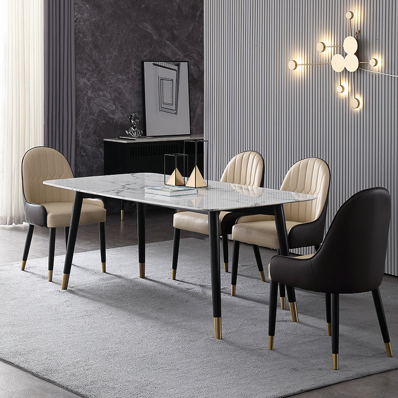 Modern Rectangle Sintered Stone Table Set 1/2/4/5/7 Pieces Dining Set 5 Pieces: Table, 4 Chairs Clearhalo 'Dining Room Sets' 'Dining Tables & Seating' 'dining_room_set' 'furn' 'furn_dining_room_set' 'Furniture' 'Kitchen & Dining Furniture' 5807284
