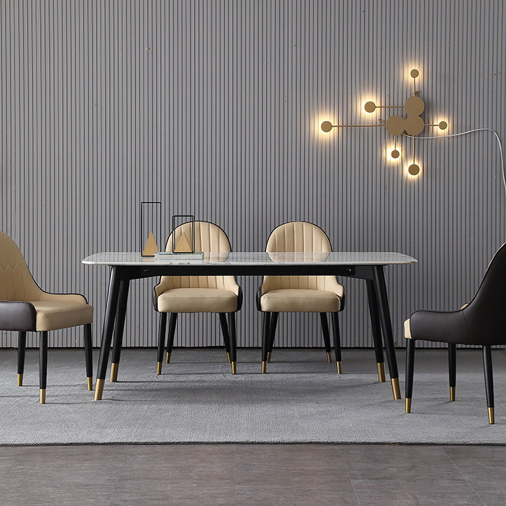 Modern Rectangle Sintered Stone Table Set 1/2/4/5/7 Pieces Dining Set Clearhalo 'Dining Room Sets' 'Dining Tables & Seating' 'dining_room_set' 'furn' 'furn_dining_room_set' 'Furniture' 'Kitchen & Dining Furniture' 5807294